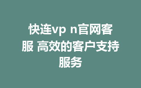 快连vp n官网客服 高效的客户支持服务